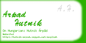 arpad hutnik business card